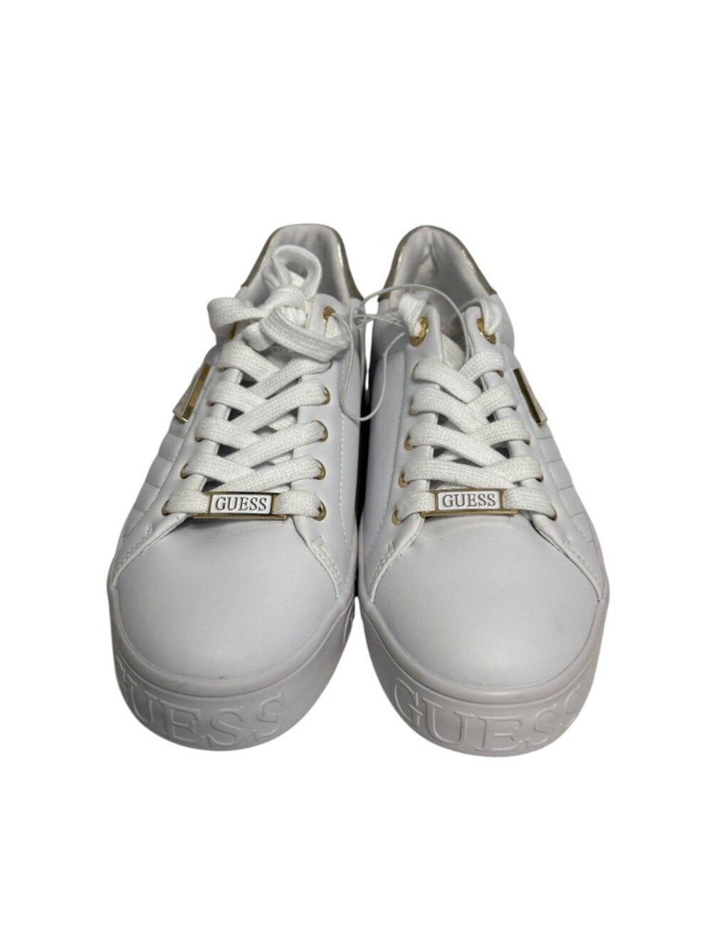 Guess Women's Sneakers White Gold Size 8 NWOT - Picture 2 of 6